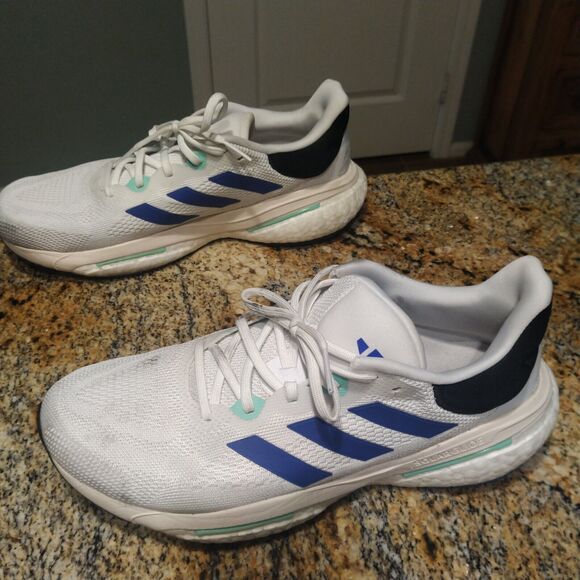 Rare Adidas Solarglide 6 Running Shoes Cloud White Blue Mint Men's US 11 - Picture 4 of 14